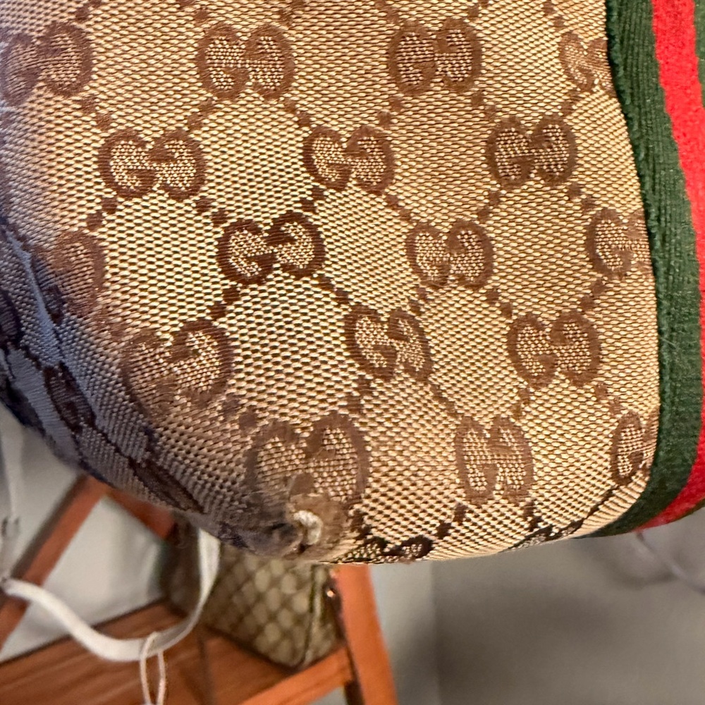 Gucci Beige Tote with Green and Red Stripes - Picture 6 of 10